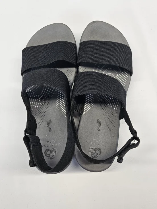 Clarks Sandals Arla Jacory Black Gray Comfort Strap Womens 8 Adjustable Open Toe - Picture 8 of 11